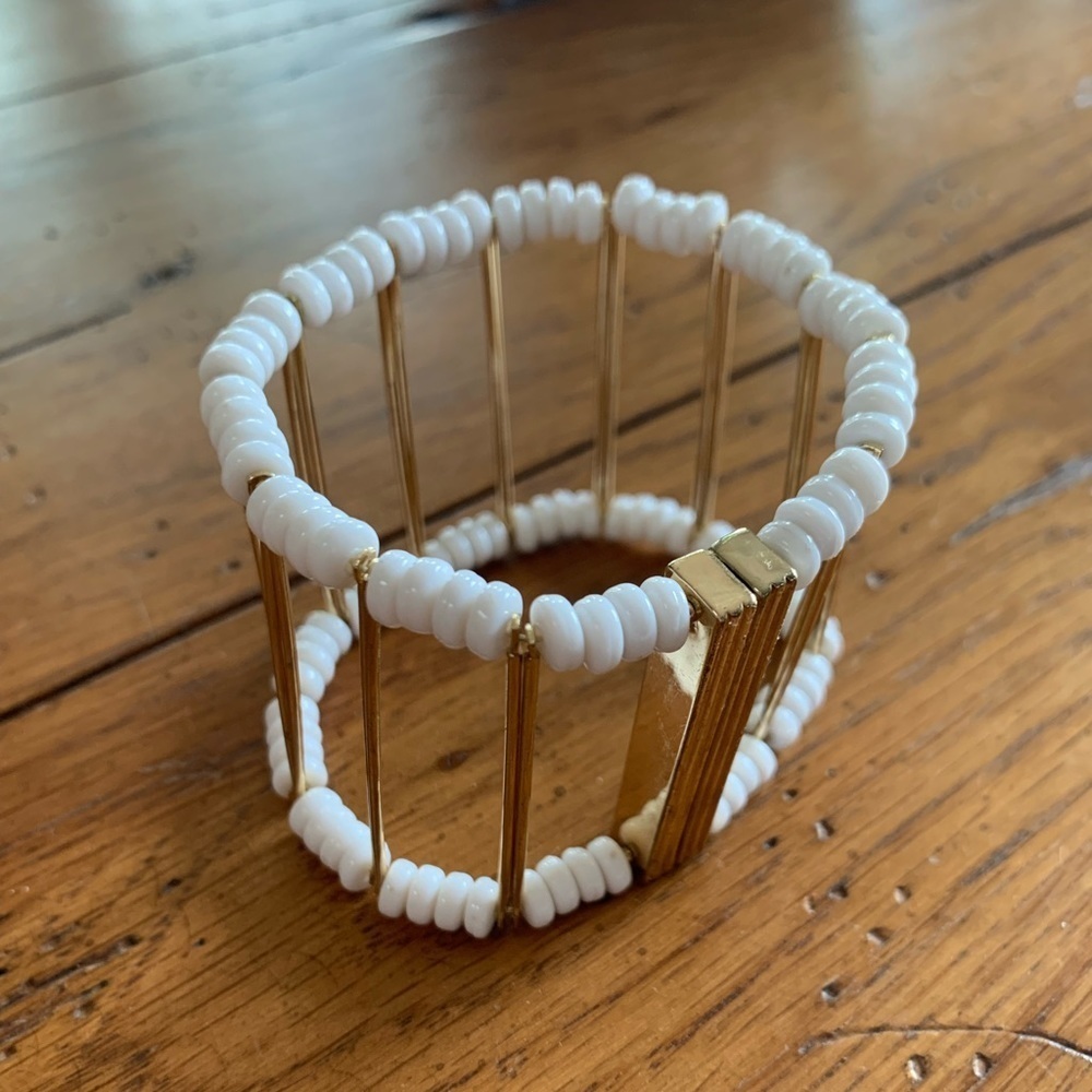 Metal Beaded Magnetic Clasp Cuff Bracelet
